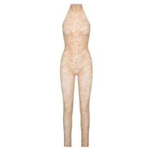 NWT Skims Knit Lace Catsuithalter sexy lingerie nude floral cute size 3 X
